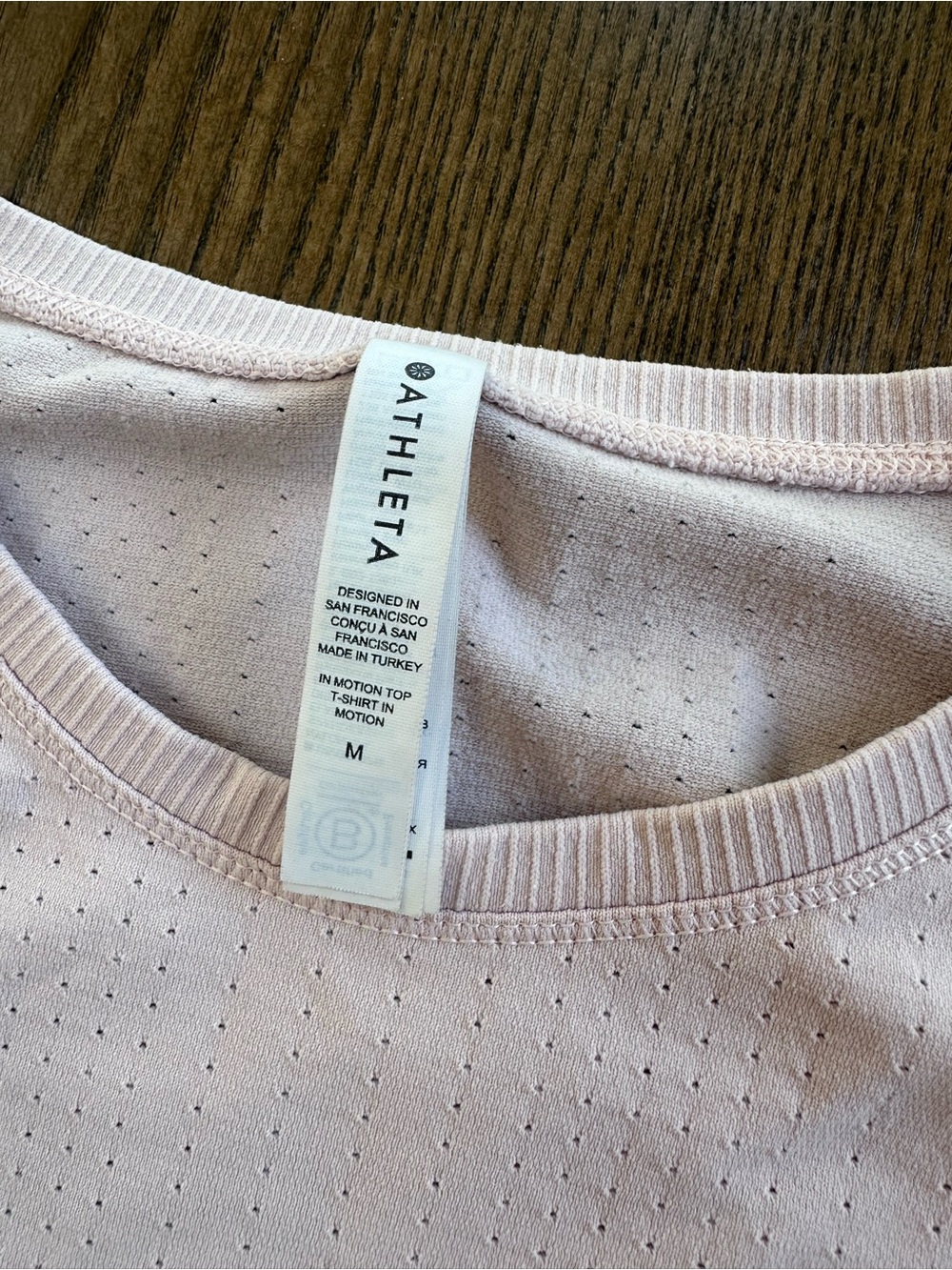 Athleta Pale Pink Long Sleeve Perforated Performance Top - Picture 2 of 3